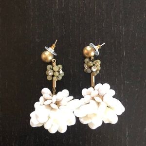 White, bronze with rhinestones statement earrings